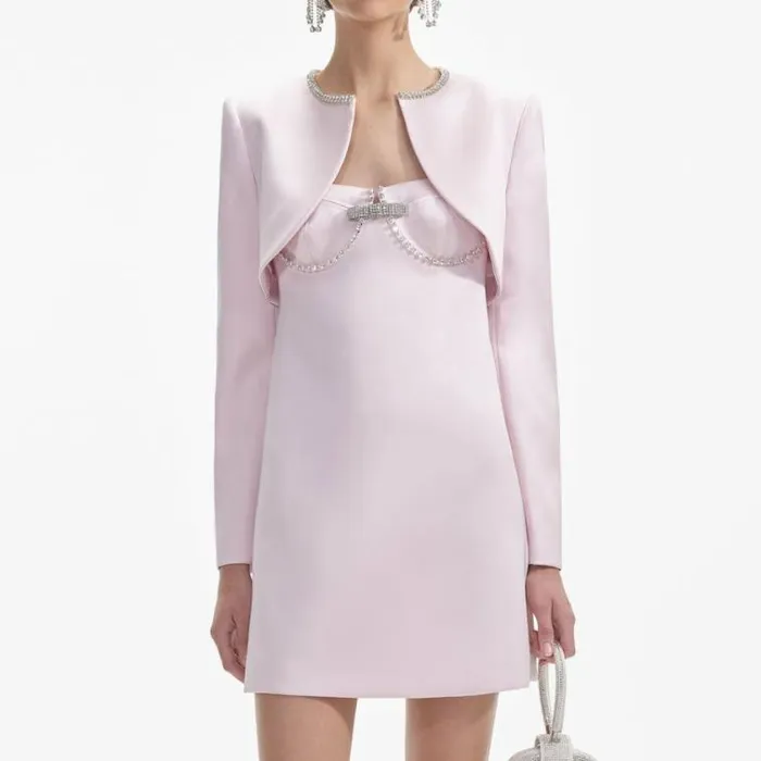 Self Portrait Outerwear Pink Satin Bolero Jacket 8211 Women