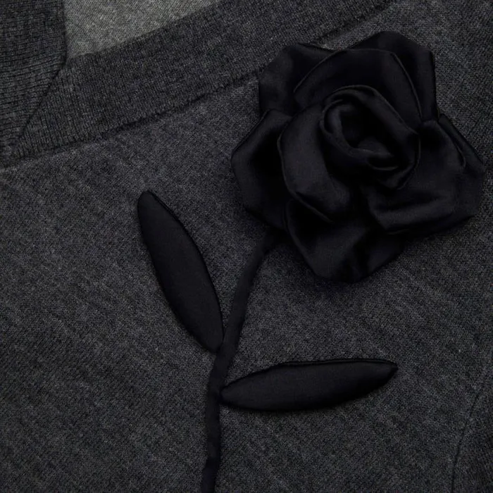 Self Portrait Tops Charcoal Black Rose Jumper 8211 Women