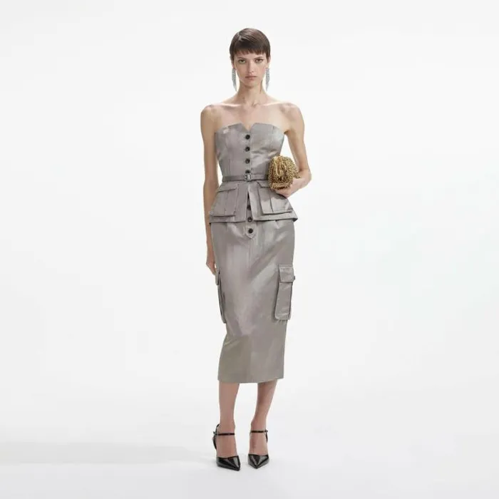 Self Portrait Tops Taupe Satin Corset Top 8211 Women