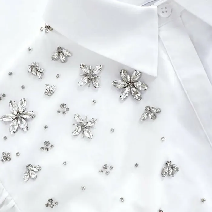 Self Portrait Tops White Cotton Embellished Top 8211 Women