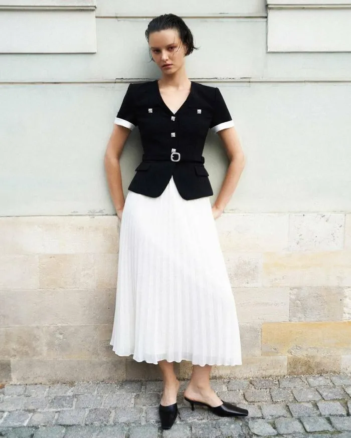 Self Portrait Wedding Guest Black Crepe Contrast Chiffon Midi Dress 8211 Women