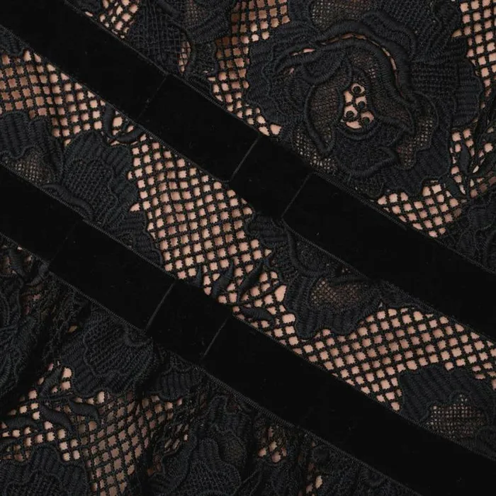 Self Portrait Wedding Guest Black Lace Velvet Bow Midi Dress 8211 Women