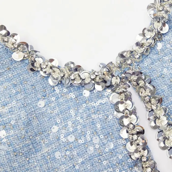 Self Portrait Wedding Guest Blue Sequin Boucle Mini Dress 8211 Women Self Portrait Wedding Guest Blue Sequin Boucle Mini Dress 8211 Women