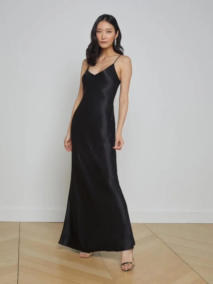 Serita Silk Slip Dress Black Women L039Agence Dresses and Jumpsuits