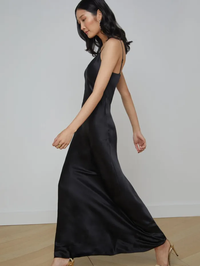 Serita Silk Slip Dress Black Women L039Agence Dresses and Jumpsuits