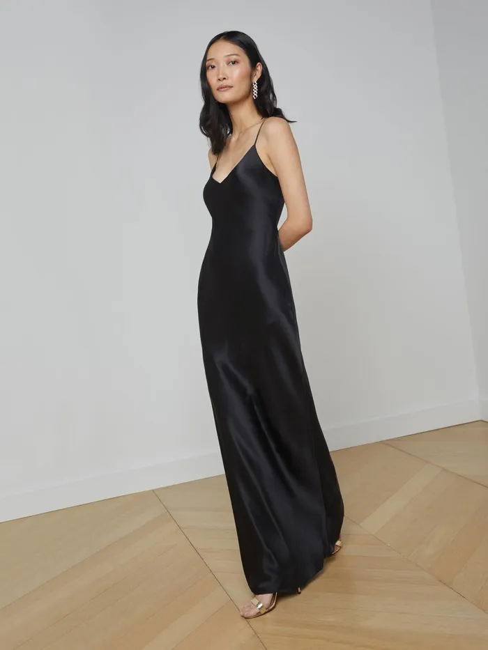 Serita Silk Slip Dress Black Women L039Agence Dresses and Jumpsuits
