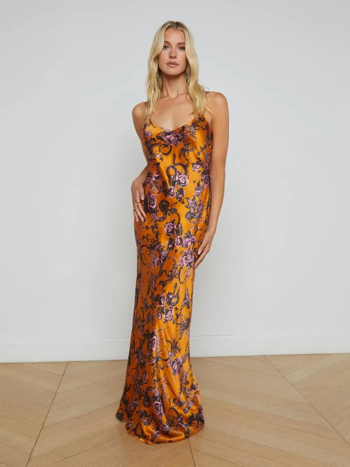 Serita Silk Slip Dress Desclay Multi Baroque Floral Women L039Agence Dresses and Jumpsuits