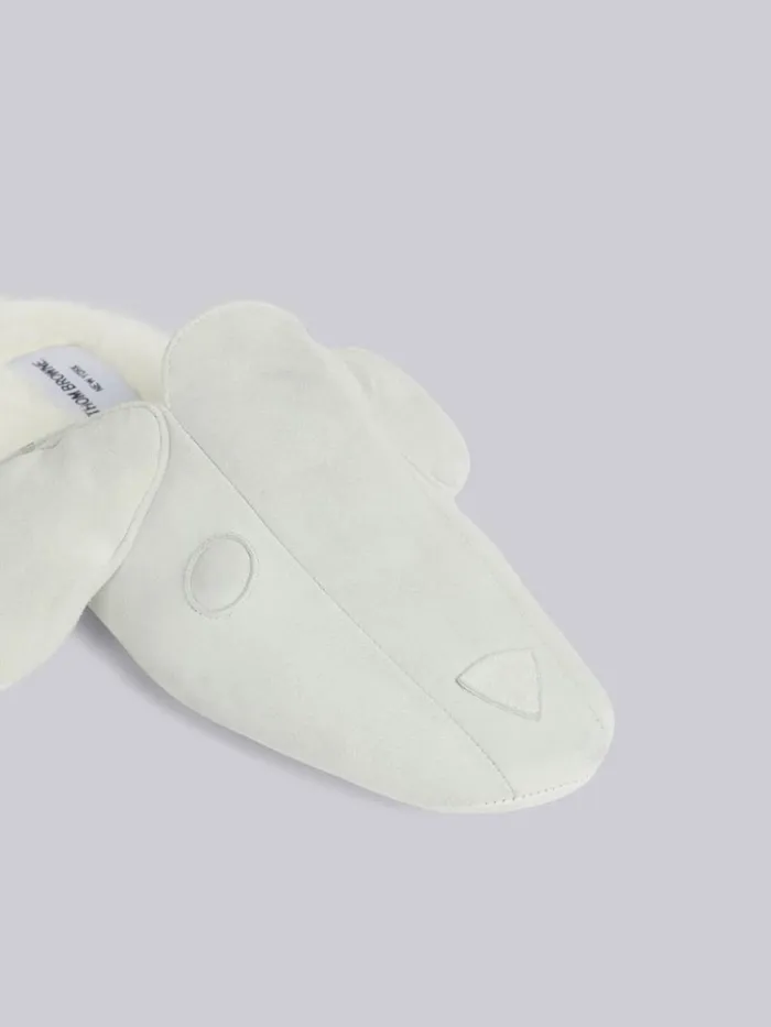 Shearling And Suede Hector Slipper White Women Thom Browne Slippers and Sandals
