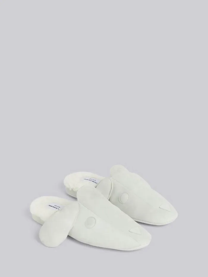 Shearling And Suede Hector Slipper White Women Thom Browne Slippers and Sandals