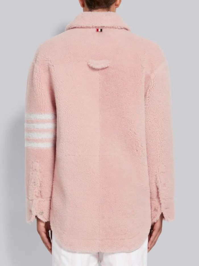 Sheep Shearling 4bar Shirt Jacket Light Pink Men Thom Browne Outerwear