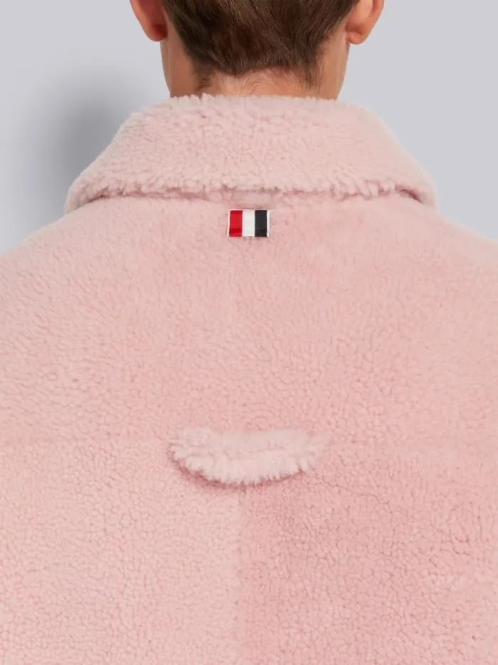 Sheep Shearling 4bar Shirt Jacket Light Pink Men Thom Browne Outerwear