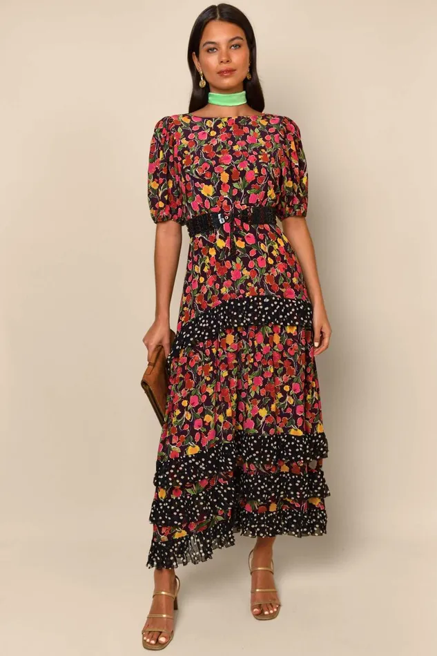 Shireen Fontainhas Floral Maroon Mix Women RIXO Dresses Shireen Fontainhas Floral Maroon Mix Women RIXO Dresses
