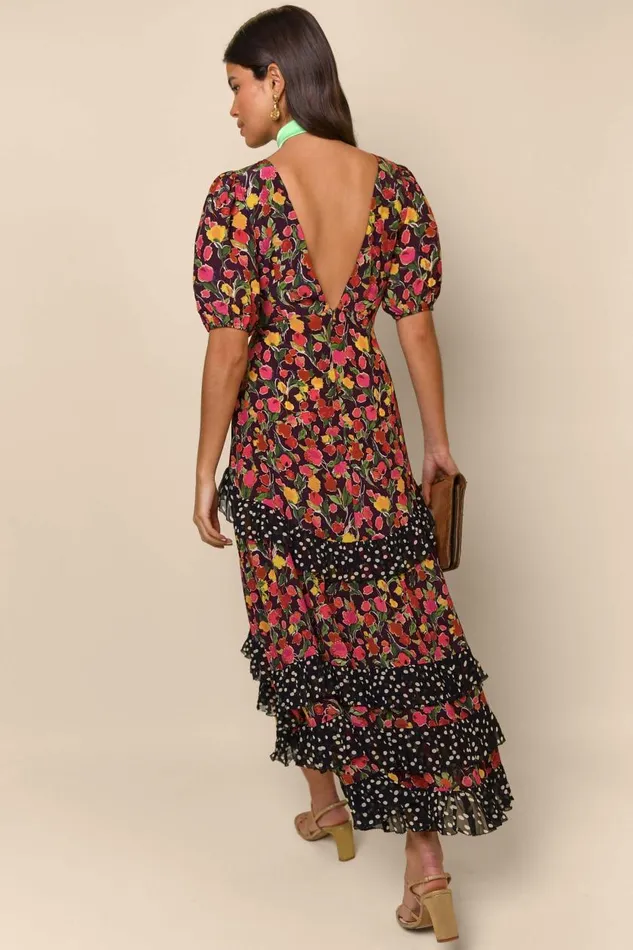 Shireen Fontainhas Floral Maroon Mix Women RIXO Dresses Shireen Fontainhas Floral Maroon Mix Women RIXO Dresses
