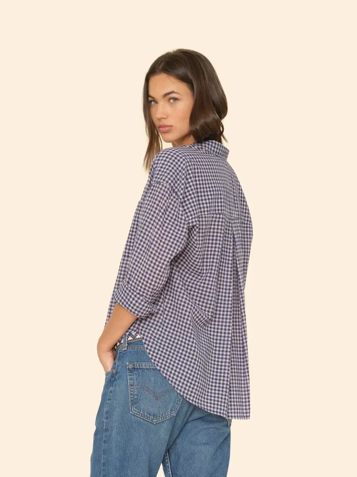 Shirts Women Stone Blue Jordy Plaid Shirt XRENA Shirts Women Stone Blue Jordy Plaid Shirt XRENA