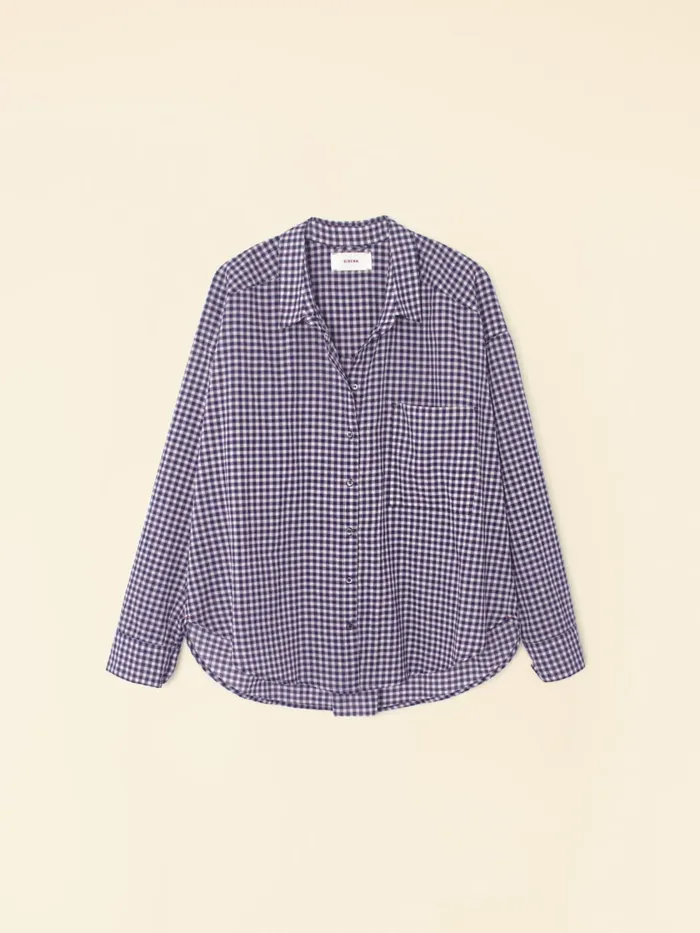 Shirts Women Stone Blue Jordy Plaid Shirt XRENA Shirts Women Stone Blue Jordy Plaid Shirt XRENA