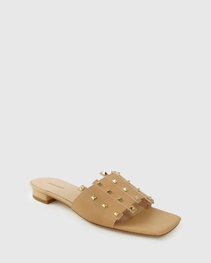 Shoes Belle and Bloom Women Until We Meet Stud Slide 8211 Tan