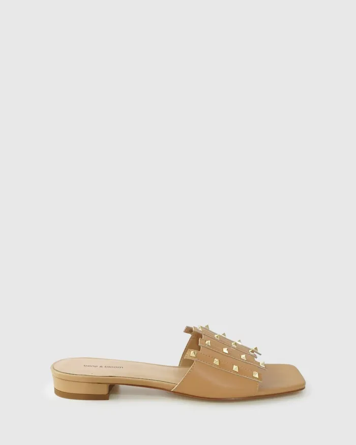 Shoes Belle and Bloom Women Until We Meet Stud Slide 8211 Tan