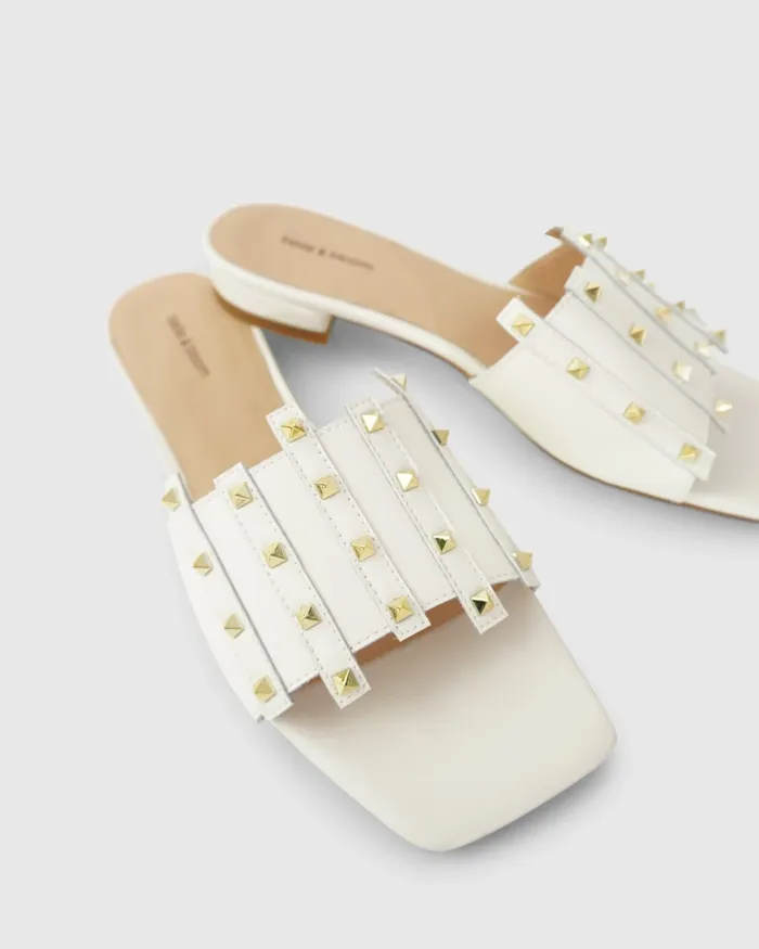 Shoes Until We Meet Stud Slide 8211 Cream Belle and Bloom Women