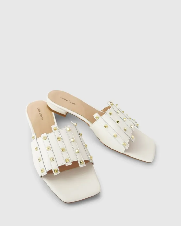 Shoes Until We Meet Stud Slide 8211 Cream Belle and Bloom Women