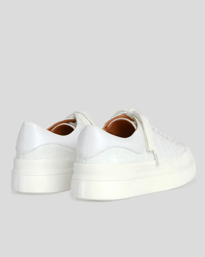Shoes Women Belle and Bloom Just A Dream Croc Leather Sneaker 8211 White