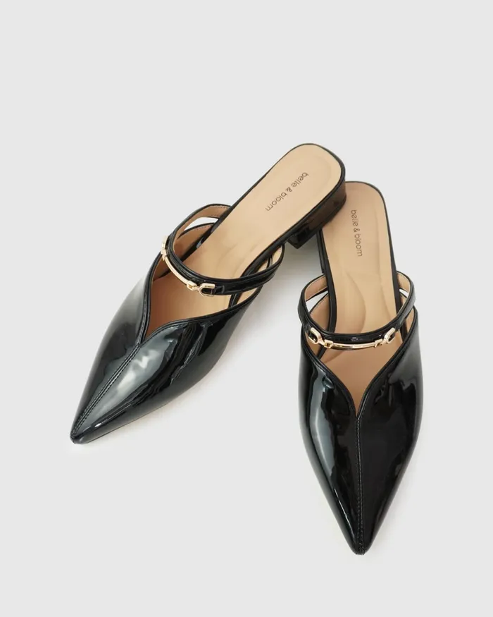 Shoes Women Belle and Bloom Magic Hour Ballet Slide 8211 Black Patent