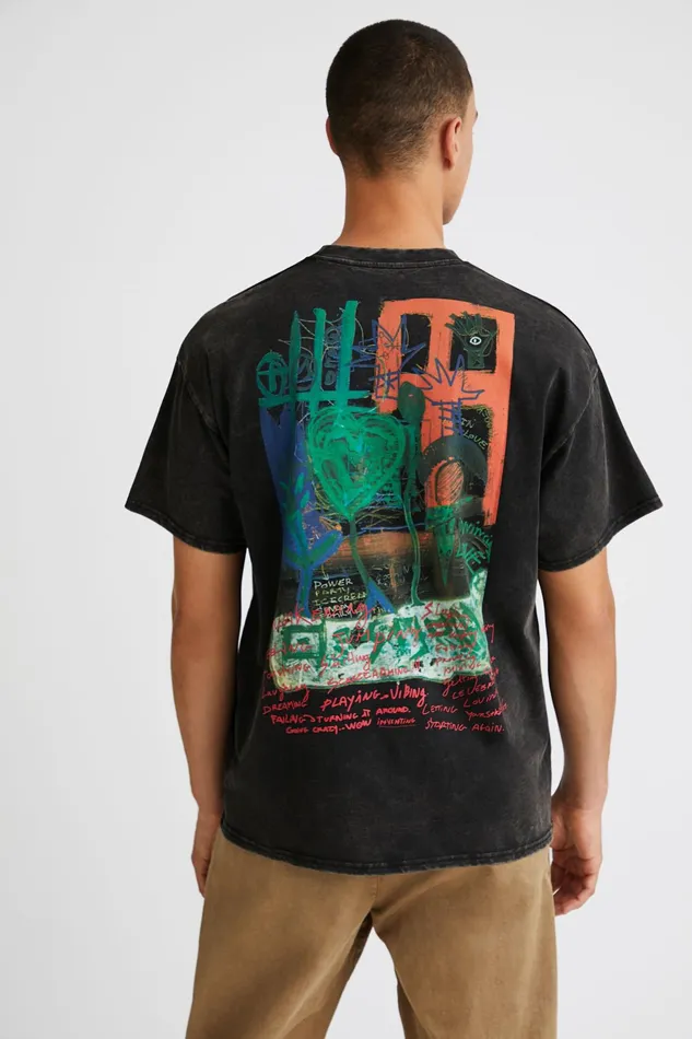 Shortsleeve Arty Handprinted Tshirt Mens Desigual Tshirt and Polos