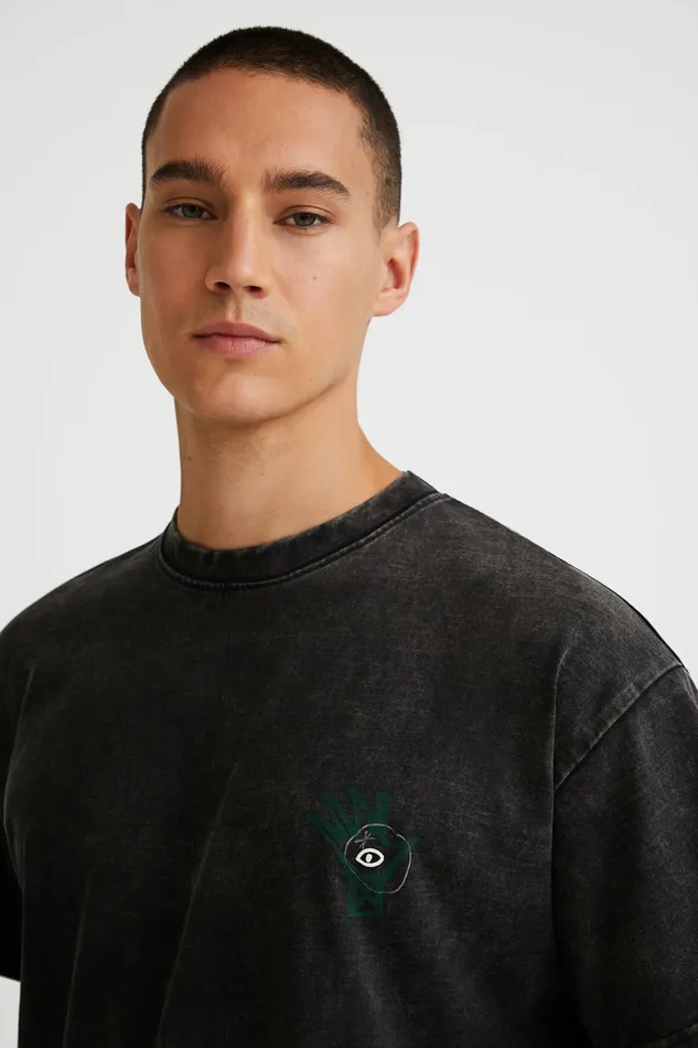 Shortsleeve Arty Handprinted Tshirt Mens Desigual Tshirt and Polos