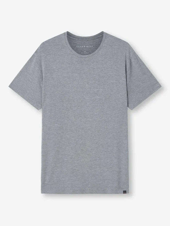 Short Sleeve TShirts Men Derek Rose TShirt Marlowe Micro Modal Stretch Charcoal