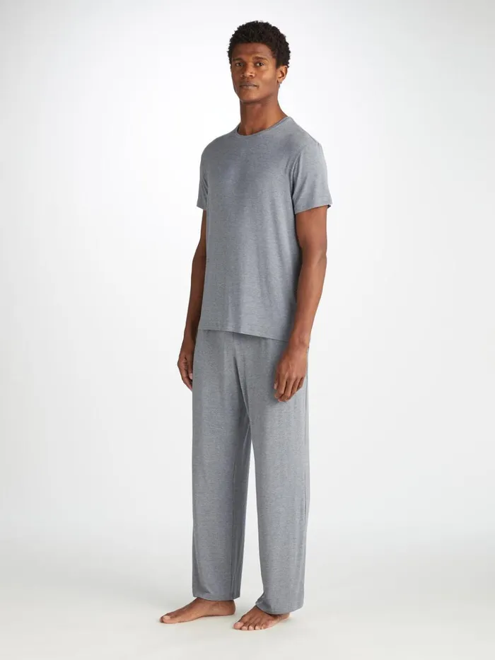 Short Sleeve TShirts Men Derek Rose TShirt Marlowe Micro Modal Stretch Charcoal