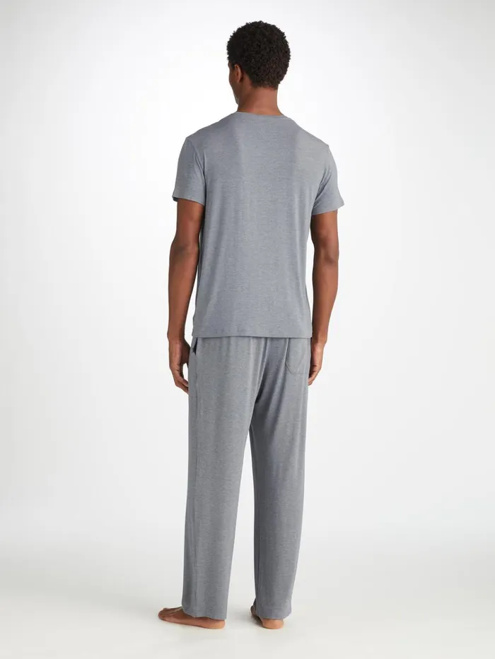 Short Sleeve TShirts Men Derek Rose TShirt Marlowe Micro Modal Stretch Charcoal