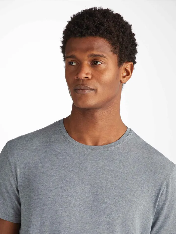 Short Sleeve TShirts Men Derek Rose TShirt Marlowe Micro Modal Stretch Charcoal