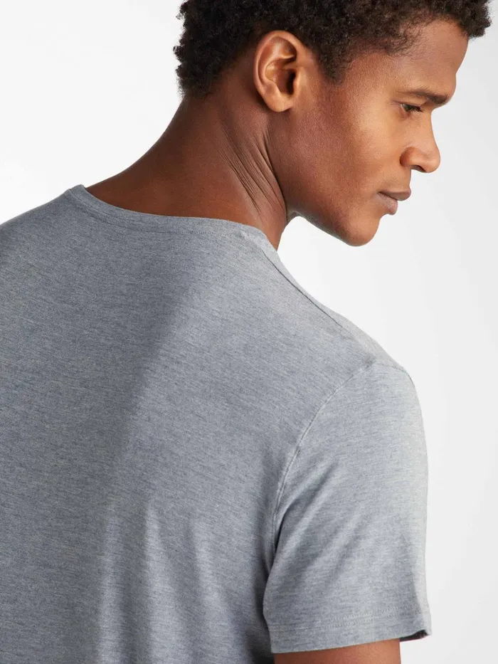 Short Sleeve TShirts Men Derek Rose TShirt Marlowe Micro Modal Stretch Charcoal
