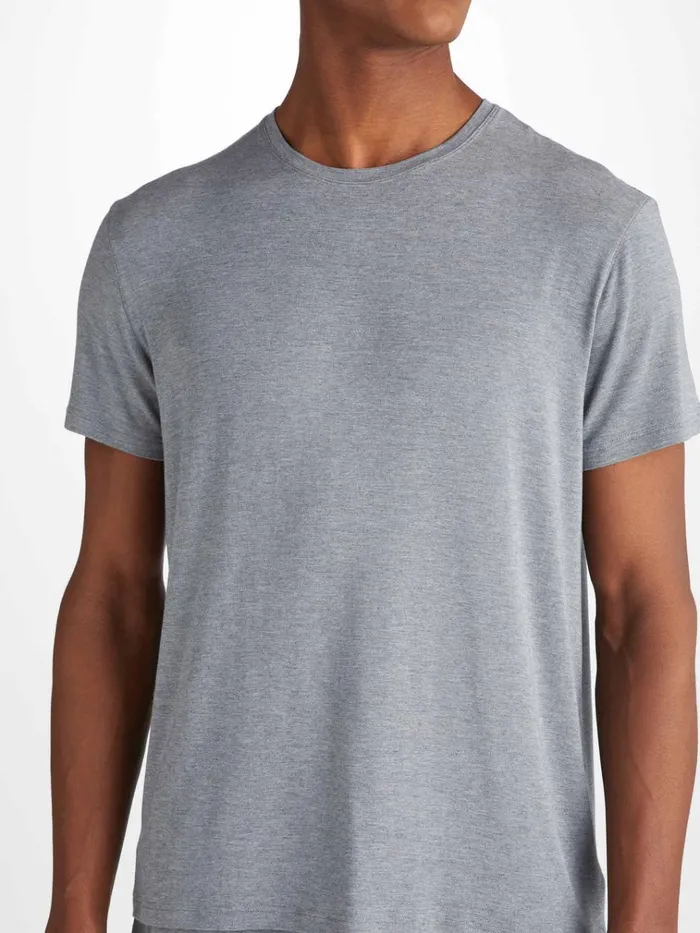 Short Sleeve TShirts Men Derek Rose TShirt Marlowe Micro Modal Stretch Charcoal