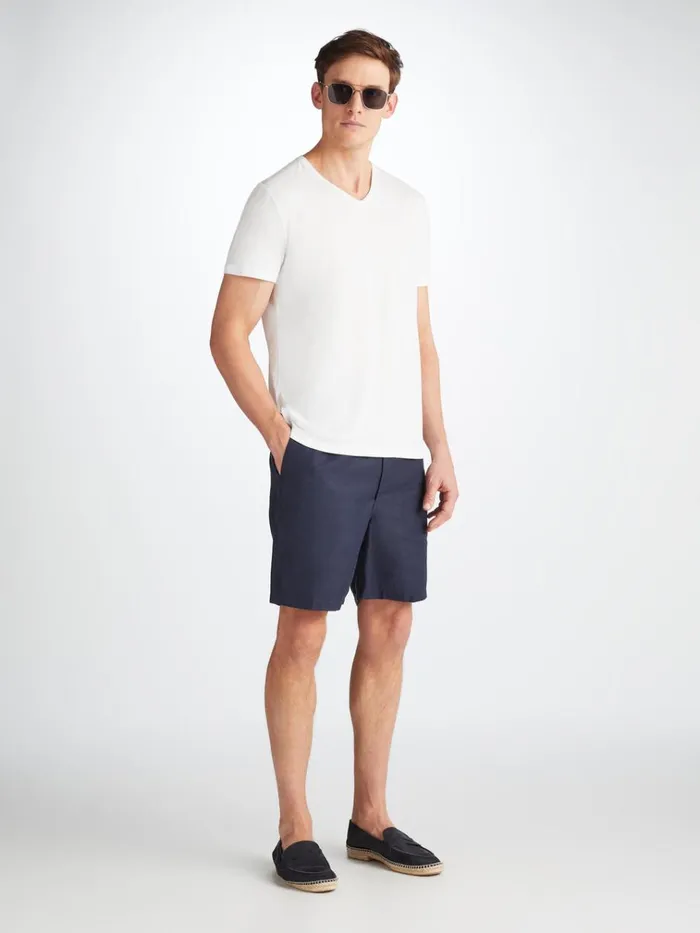 Short Sleeve TShirts Men Derek Rose VNeck TShirt Riley Pima Cotton White
