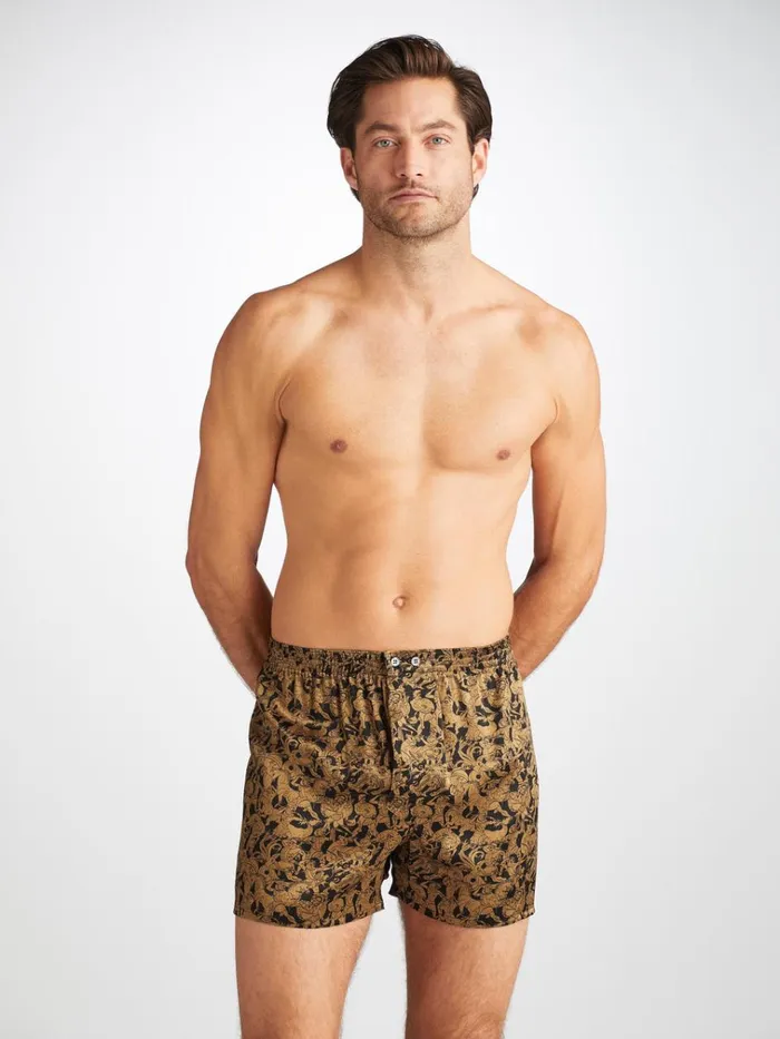 Silk Boxer Shorts Men Derek Rose Classic Fit Boxers Brindisi 108 Silk Satin Black