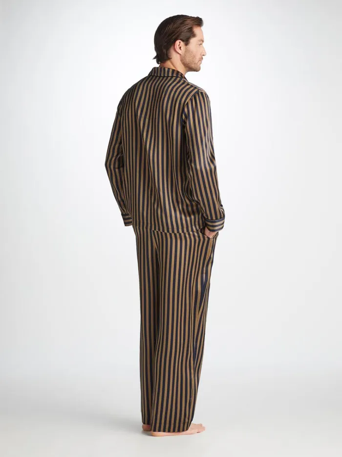 Silk Pajamas Men Derek Rose Pajamas Brindisi 107 Silk Satin Navy