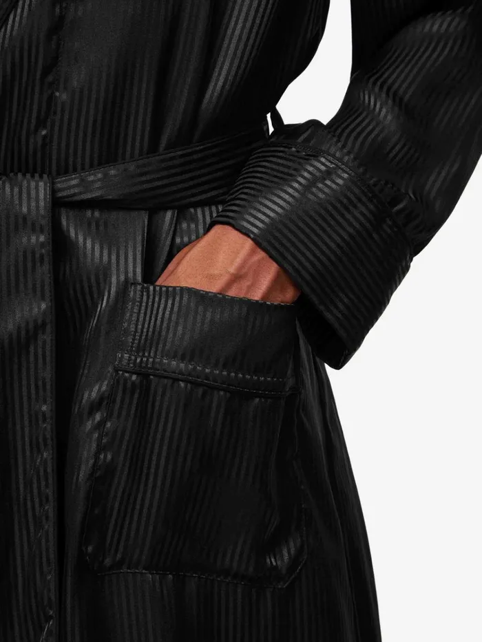 Silk Robes Men Derek Rose Robe Woburn 8 Silk Satin Black