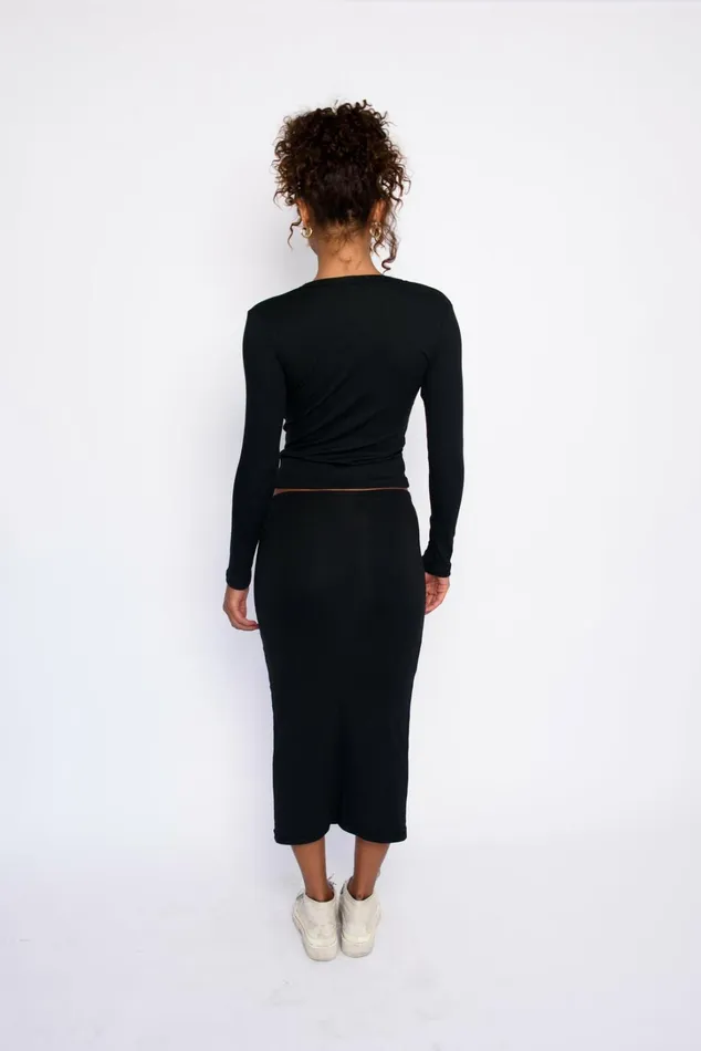 Skatie Basics Clara Cardigan Ribbed Black 8211 Women