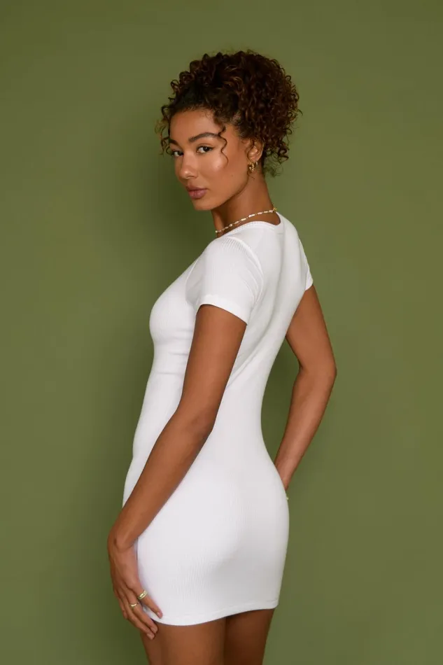 Skatie Dresses Baby Tee Dress Ribbed White 8211 Women