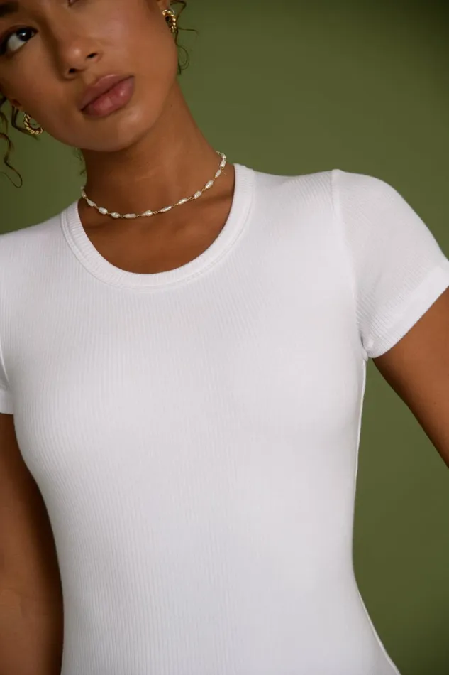 Skatie Dresses Baby Tee Dress Ribbed White 8211 Women