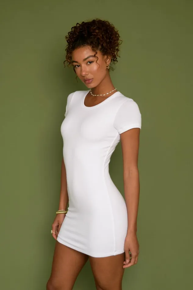 Skatie Dresses Baby Tee Dress Ribbed White 8211 Women