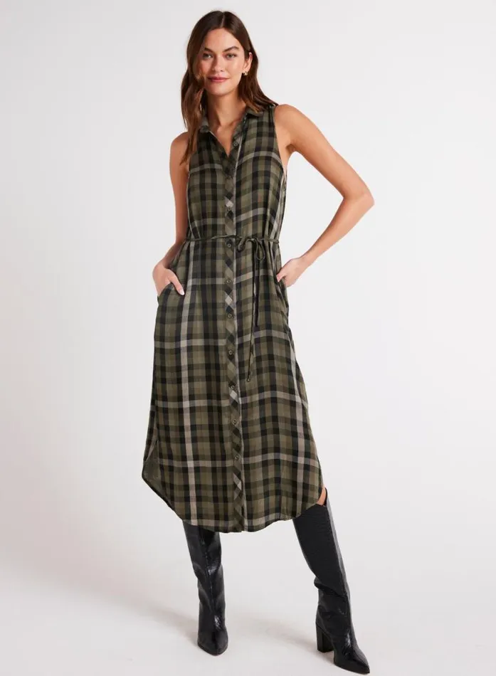 Sleeveless Button Down Midi Dress 8211 Olive Plaid Women Bella Dahl Midi Dresses Sleeveless Button Down Midi Dress 8211 Olive Plaid Women Bella Dahl Midi Dresses