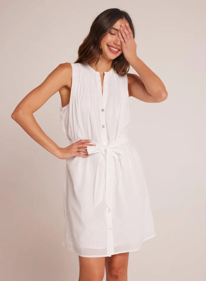 Sleeveless Pintuck Shirt Dress 8211 White Women Bella Dahl Mini Dresses