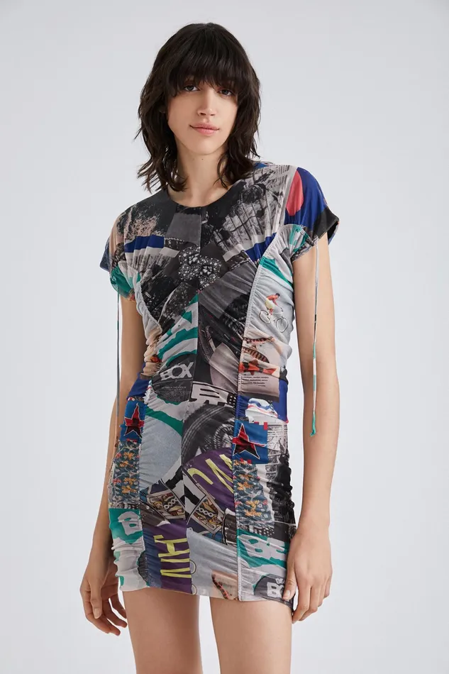 Slim Ruched Mini Dress Women Desigual Dresses