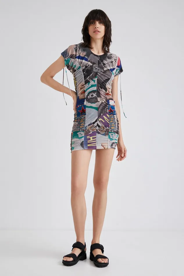 Slim Ruched Mini Dress Women Desigual Dresses