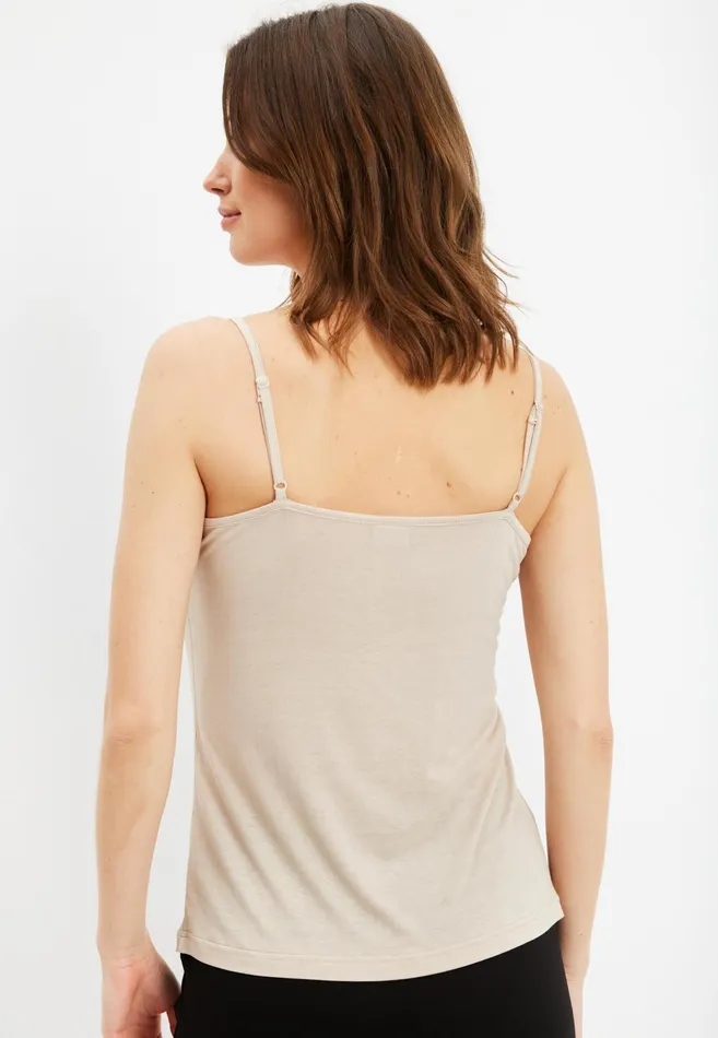SLIP TOP 15458 191 Sand 191 Women IN FRONT TOPS TSHIRTS