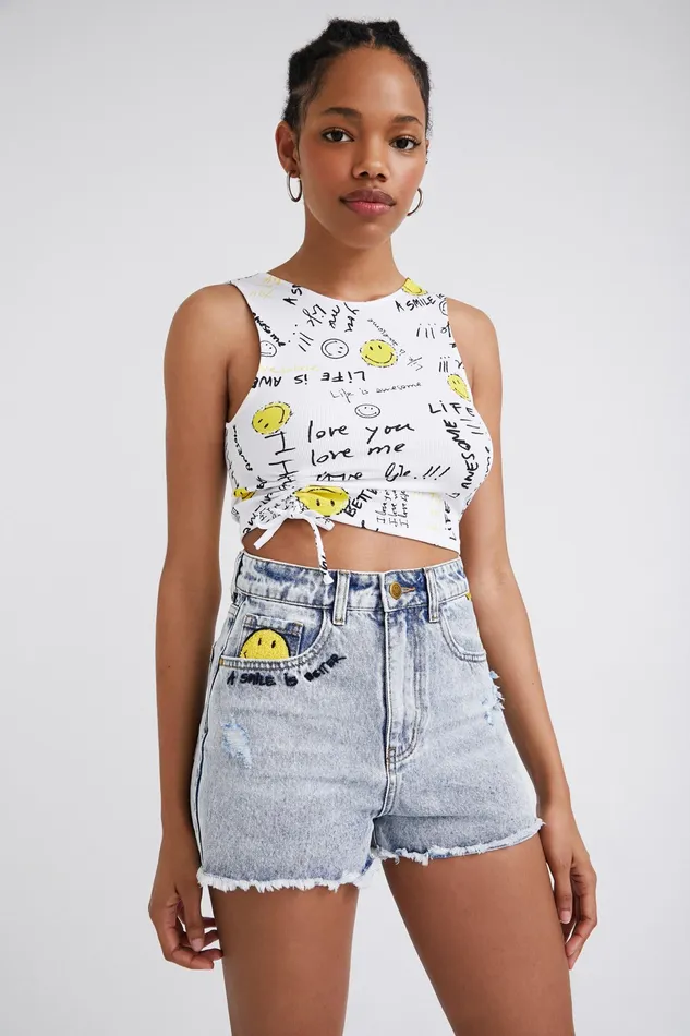 Smiley Denim Shorts Women Desigual Skirts and Shorts