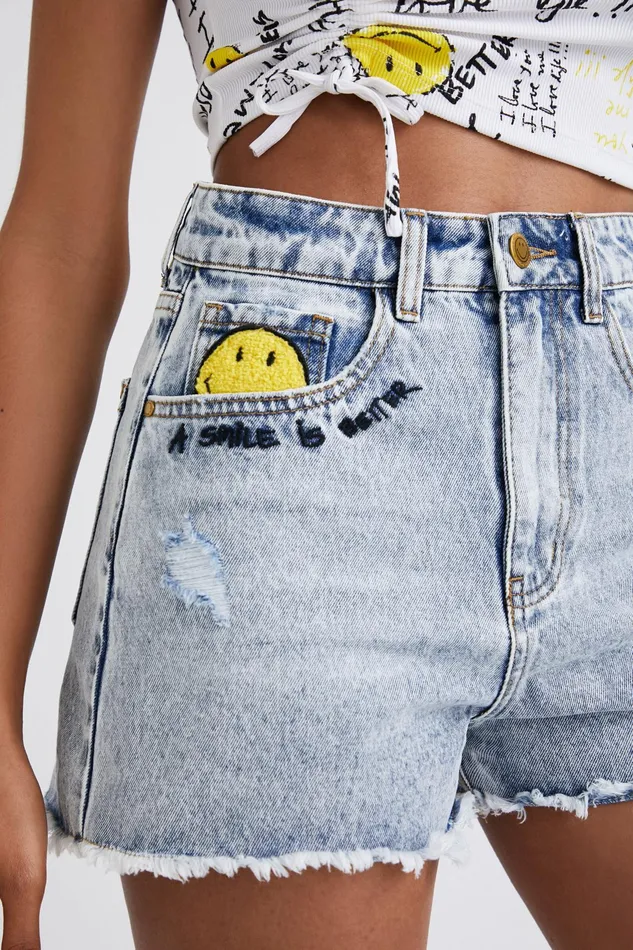 Smiley Denim Shorts Women Desigual Skirts and Shorts