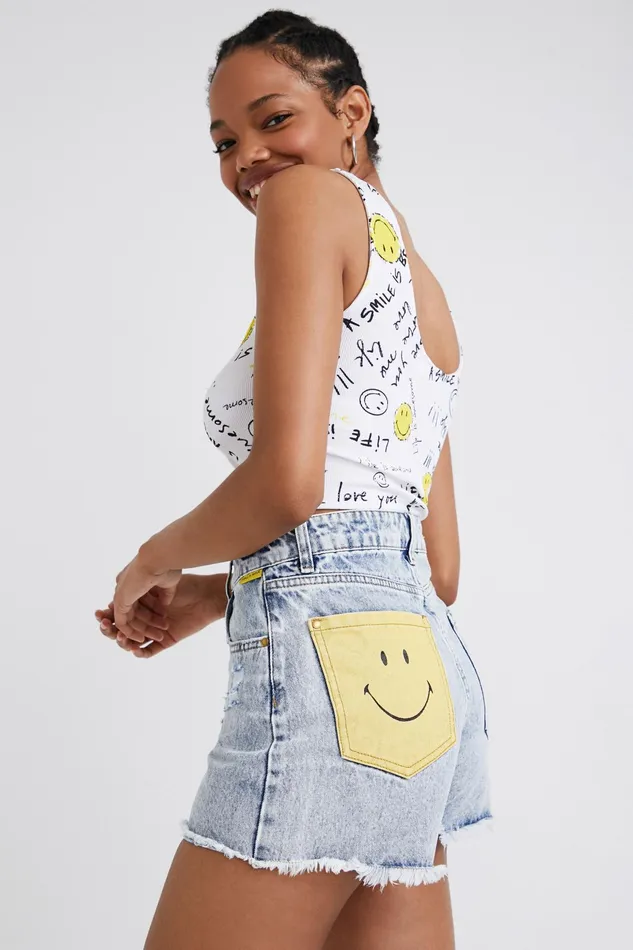 Smiley Denim Shorts Women Desigual Skirts and Shorts