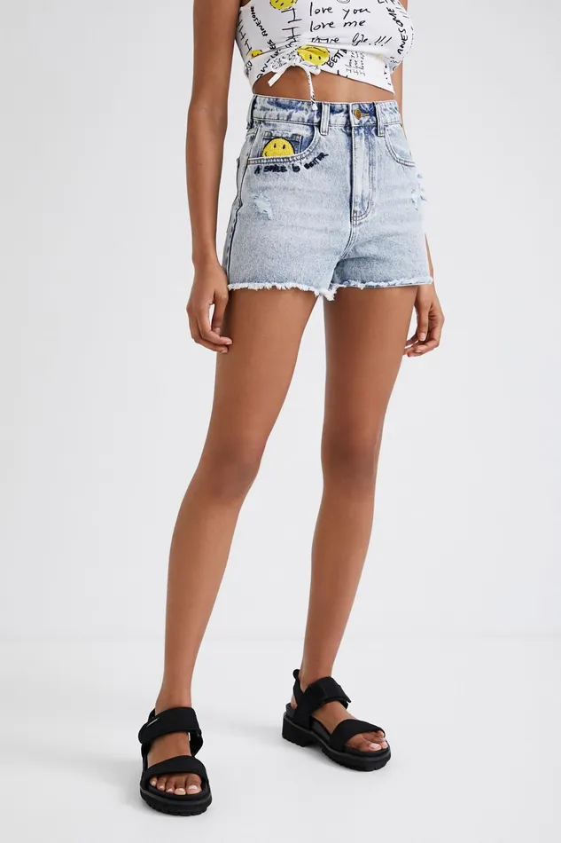 Smiley Denim Shorts Women Desigual Skirts and Shorts